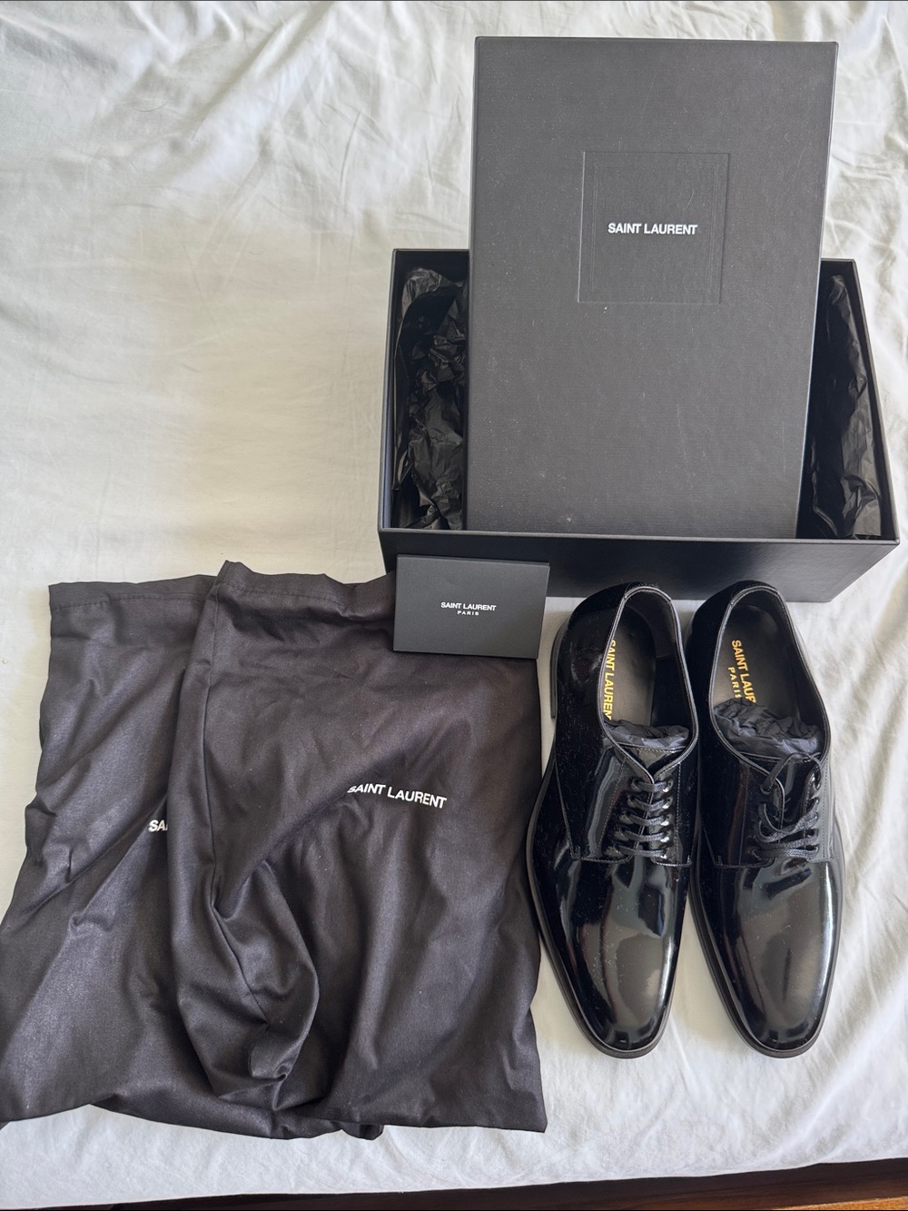 Saint Laurent Black Patent Leather Oxford Shoes